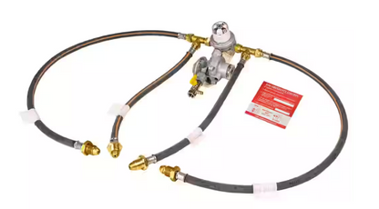 cavagna opso regulator with test point ball valve fitted and complete with 4 gas hose pigtails made for use with 4 gas cylinders automatic changeover regulator between two gas cylinders POL connection.