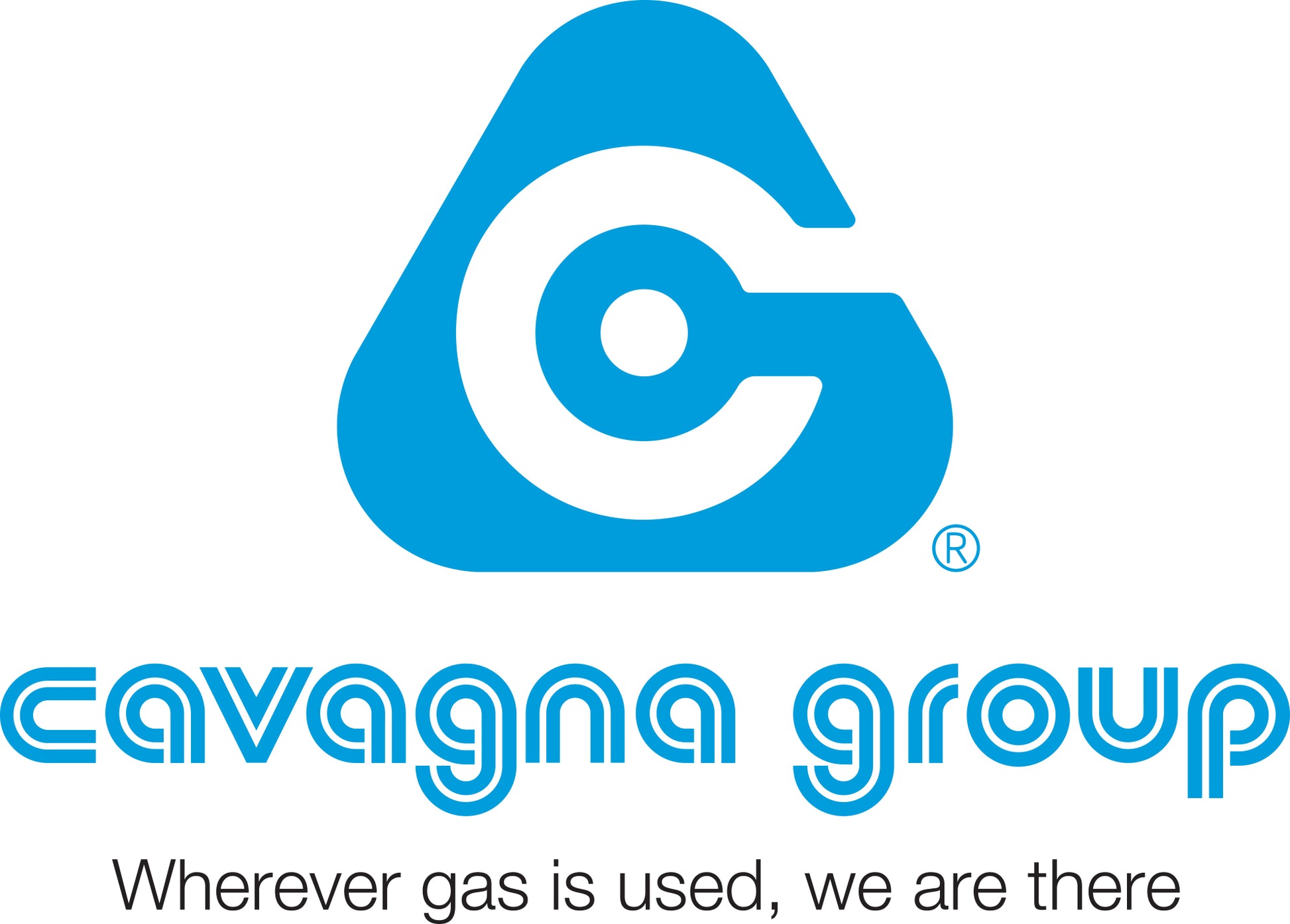 Cavagna Group logo with blue and white design on a white background