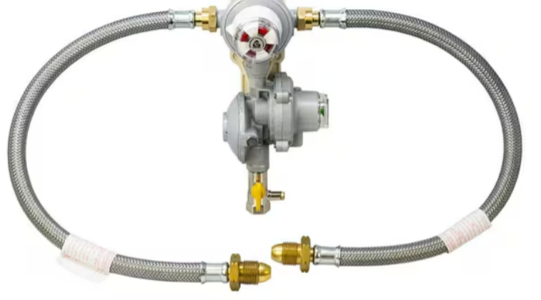 cavagna gas regulator with opso and two braided pigtail hoses