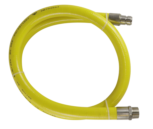yellow gas catering hose with stainless steel connection ends