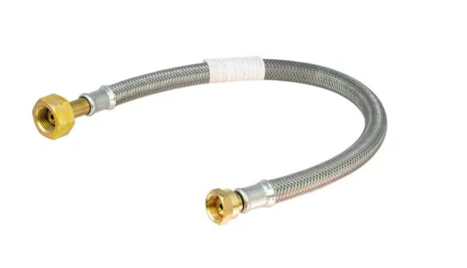 braided gas hose pigtail featuring butane nut f valve and w20 brass connection ends