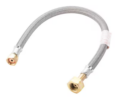 braided gas hose pigtail featuring butane nut f valve and w20 brass connection ends
