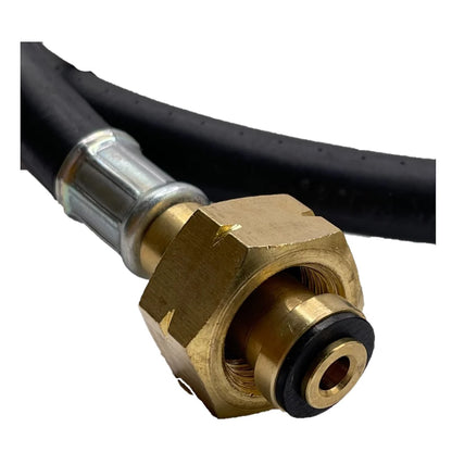 butane nut irish f valve pigtail gas hose close up