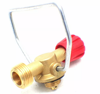 gas bottle adaptor for campingaz bottles, comes with handle for carrying set up.