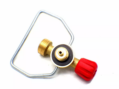 gas bottle adaptor for campingaz bottles, comes with handle for carrying set up.