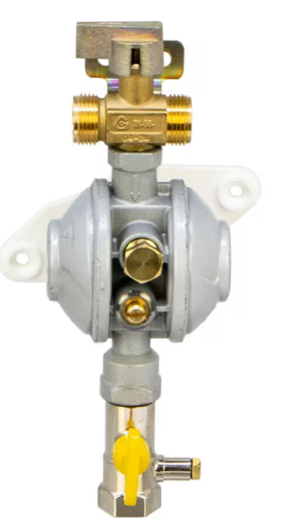 gas opso regulator with test point shut off valve and manual changeover valve fitted