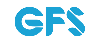 Blue 'GFS' logo on a transparent background