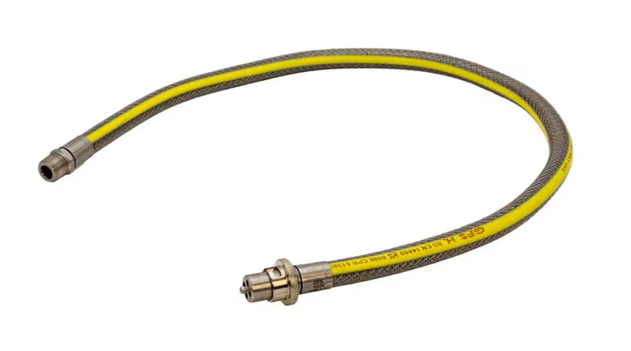 GFS gas hose straight bayonet to 1/2" bsp male connection, features swivel head