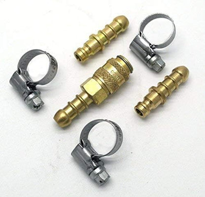 brass quick release 8mm coupling with extra male end nozzle and three hose clips