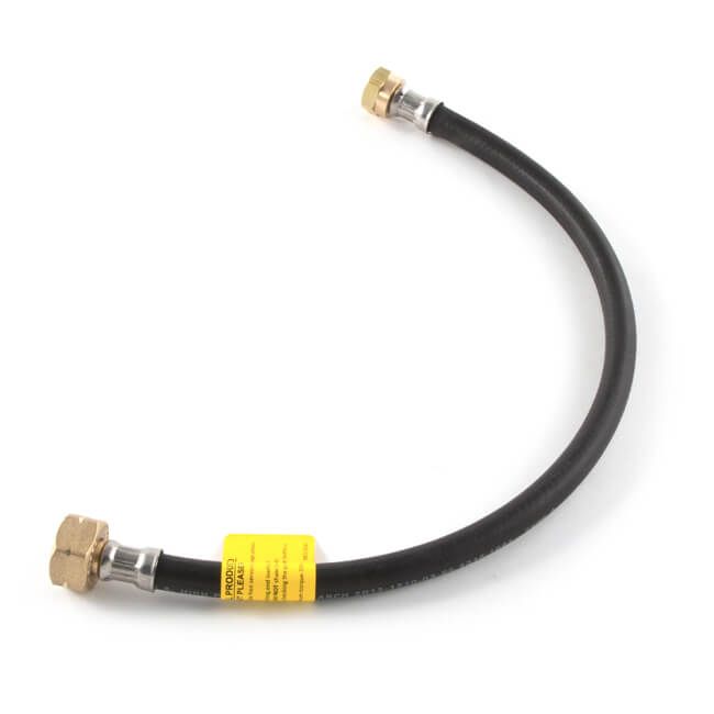 gas hose pigtail featuring butane nut / f valve and w20 connection ends