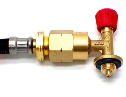 gas bottle adaptor for campingaz cylinders connected to a POL pigtail with use of the POL connection adapter