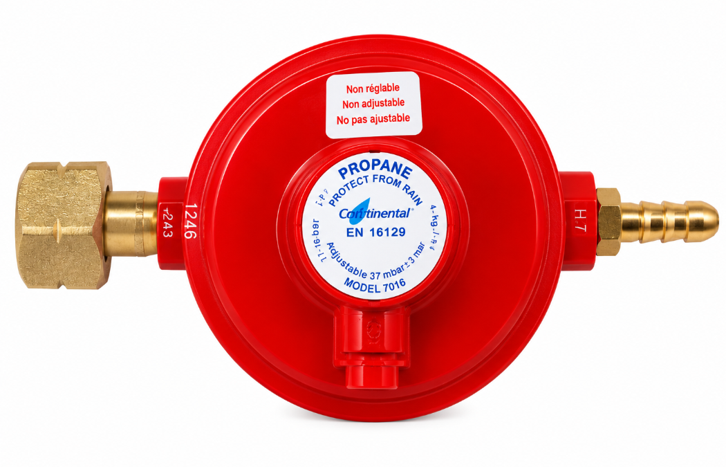 Continental R1803-BUT-KIT 37mbar 4kg/h Propane Regulator – 21.8mm LH F-Valve – 8mm