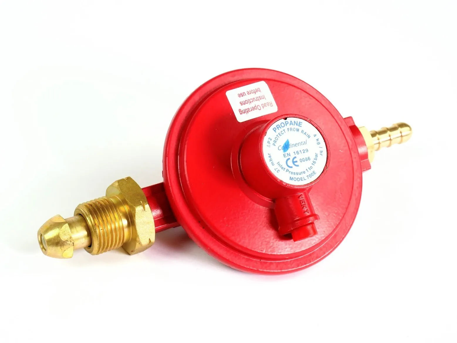 red propane gas regulator with pol connection and 8mm outlet