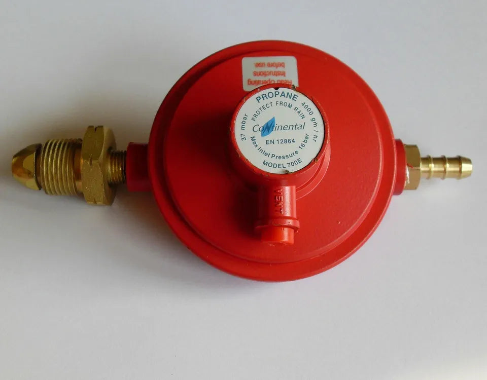 red propane gas regulator with pol connection and 8mm outlet