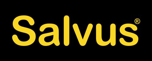 Yellow 'Salvus' logo on a black background